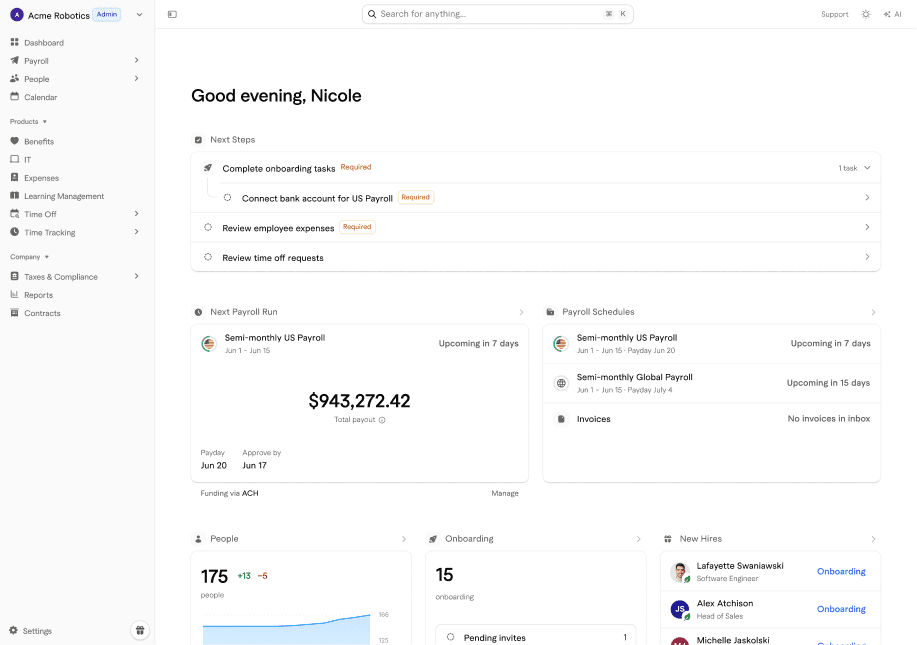 Warp dashboard